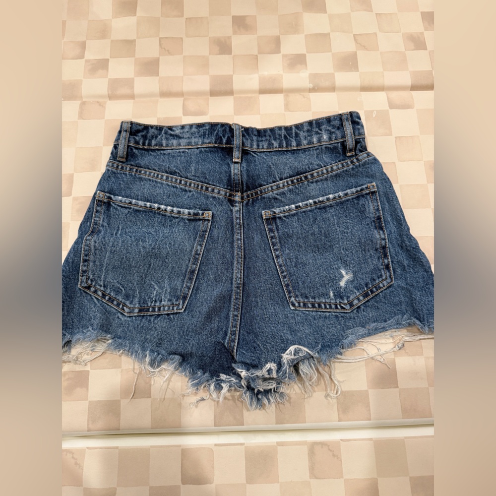 Zara Blue Distressed Jean Shorts - Picture 2 of 3